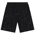 Boys Black Logo Shorts, 1, hi-res