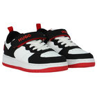 Boys Black & White Logo Trainers, 1, hi-res