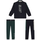 Boys Navy & Green Logo Tracksuit, 1, hi-res