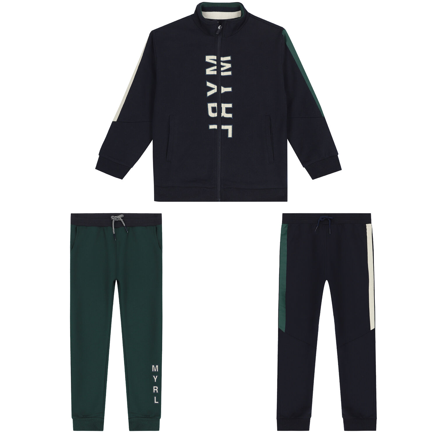 Boys Navy & Green Logo Tracksuit, 1, hi-res image number null