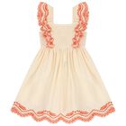 Girls Orange Broderie Anglaise Dress, 1, hi-res