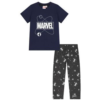 Boys Navy Blue & Grey Marvel Pyjamas