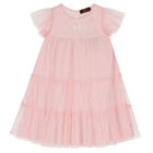 Girls Pink Logo Tulle Dress, 1, hi-res