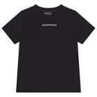 Boys Black Logo T-Shirt, 4, hi-res