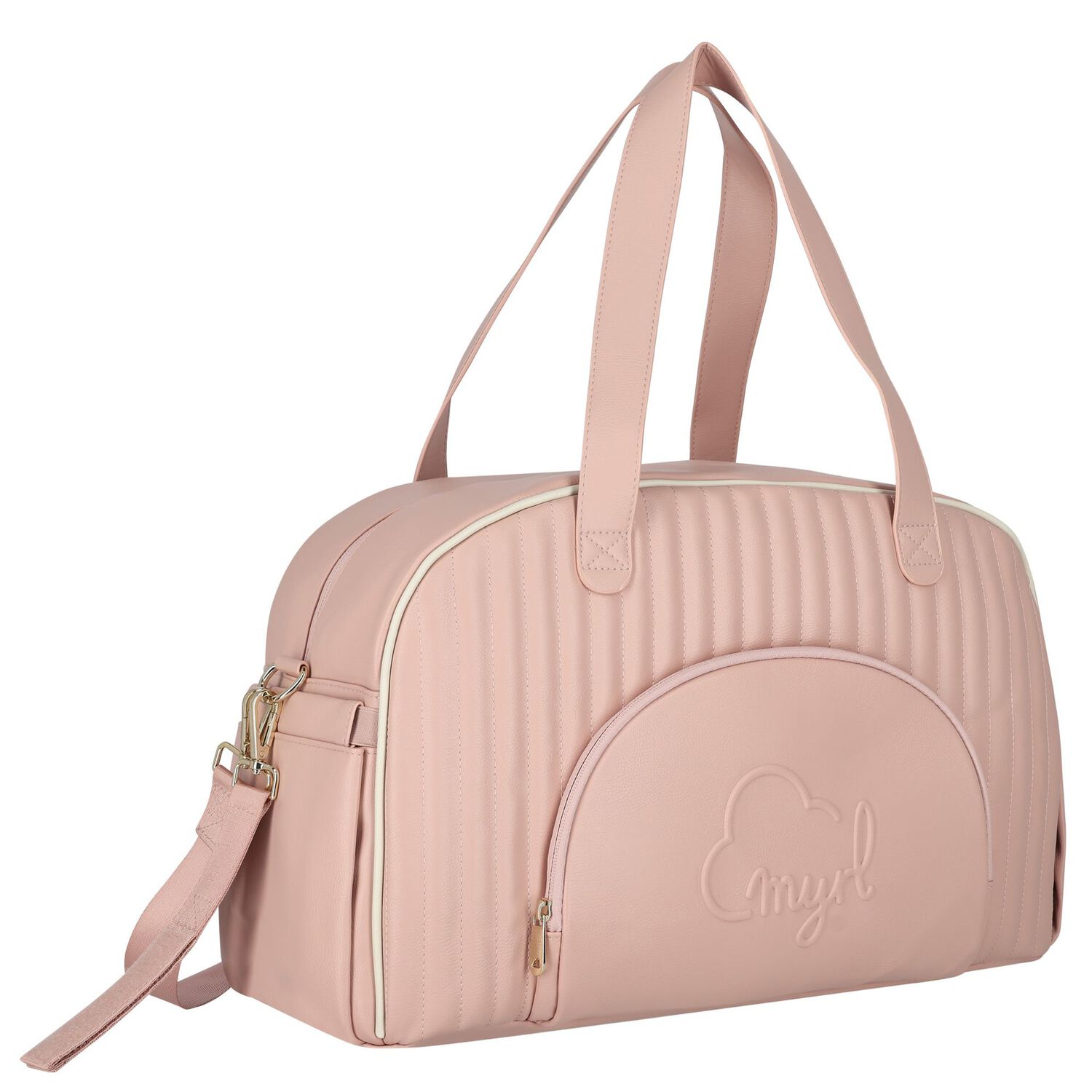 Pink Faux Leather Quilted Baby Changing Bag, 3, hi-res image number null