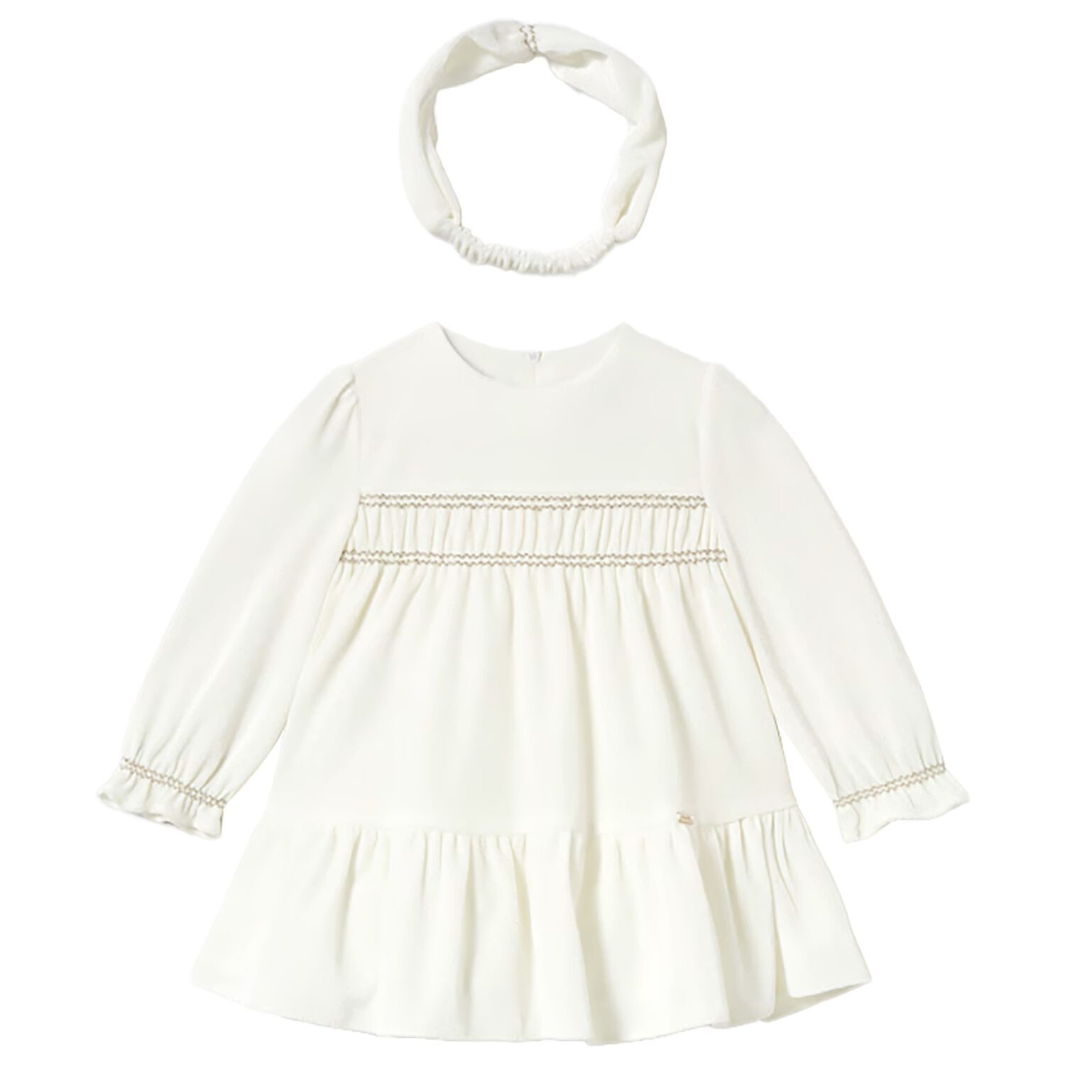 Younger Girls White Dress Set, 4, hi-res