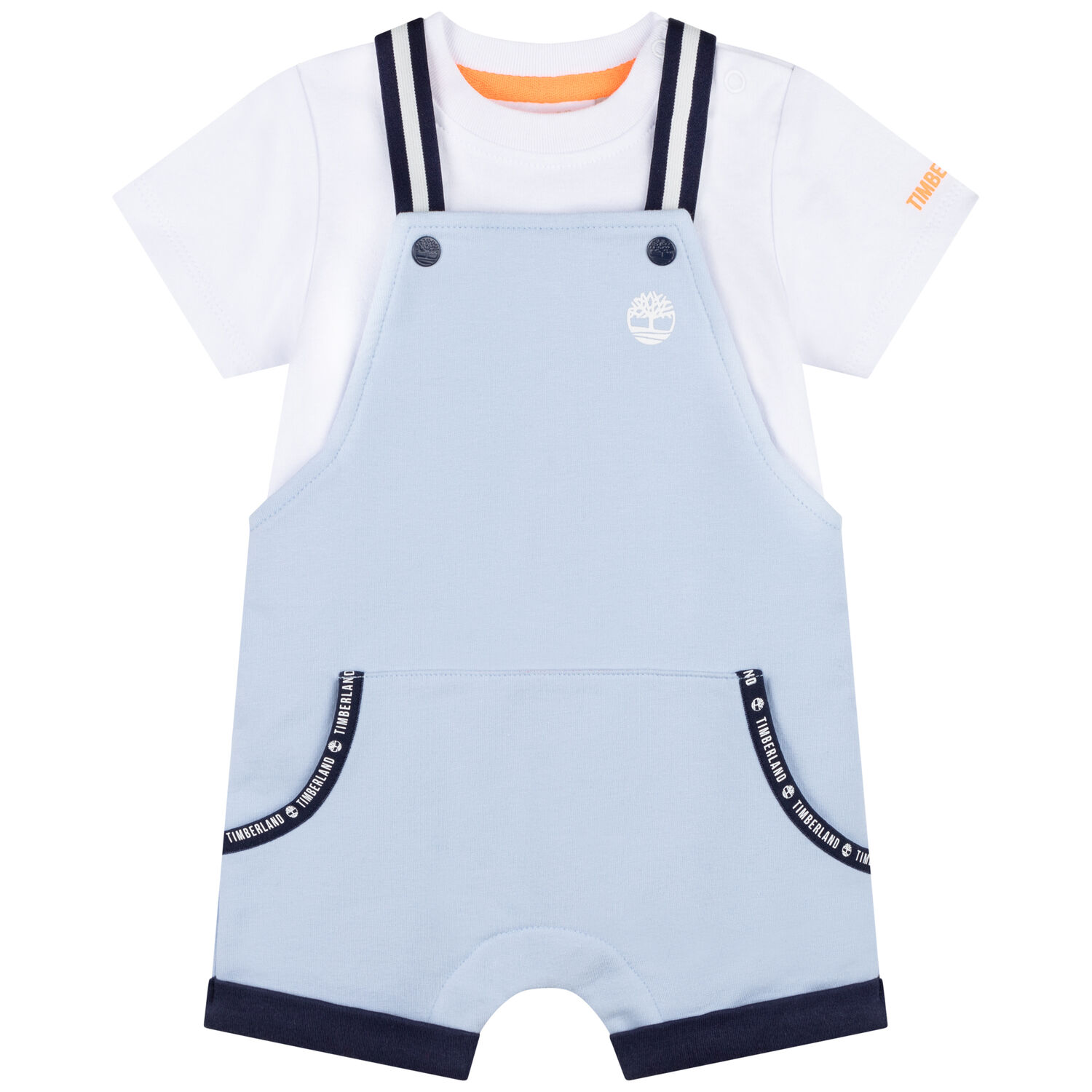 طقم دنغري باللون الأبيض والأزرق للأولاد, 1, hi-res