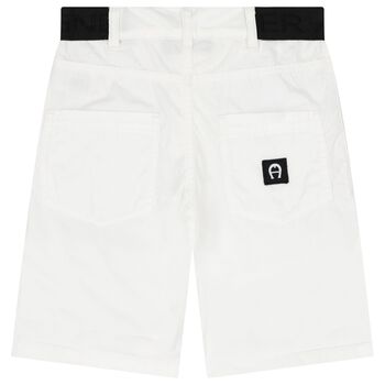 Boys White Logo Shorts