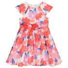 Girls Pink & White Floral Chiffon Dress, 1, hi-res
