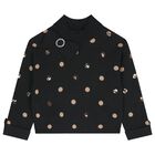 Girls Black & Beige Polka Dot Skirt Set, 1, hi-res