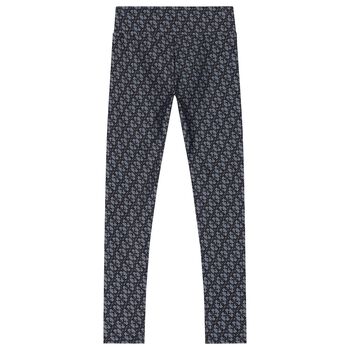 Girls Black & Grey Logo Leggings