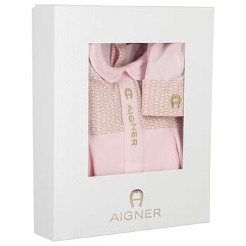 Baby Girls Pink Logo Babygrow & Hat Gift Set