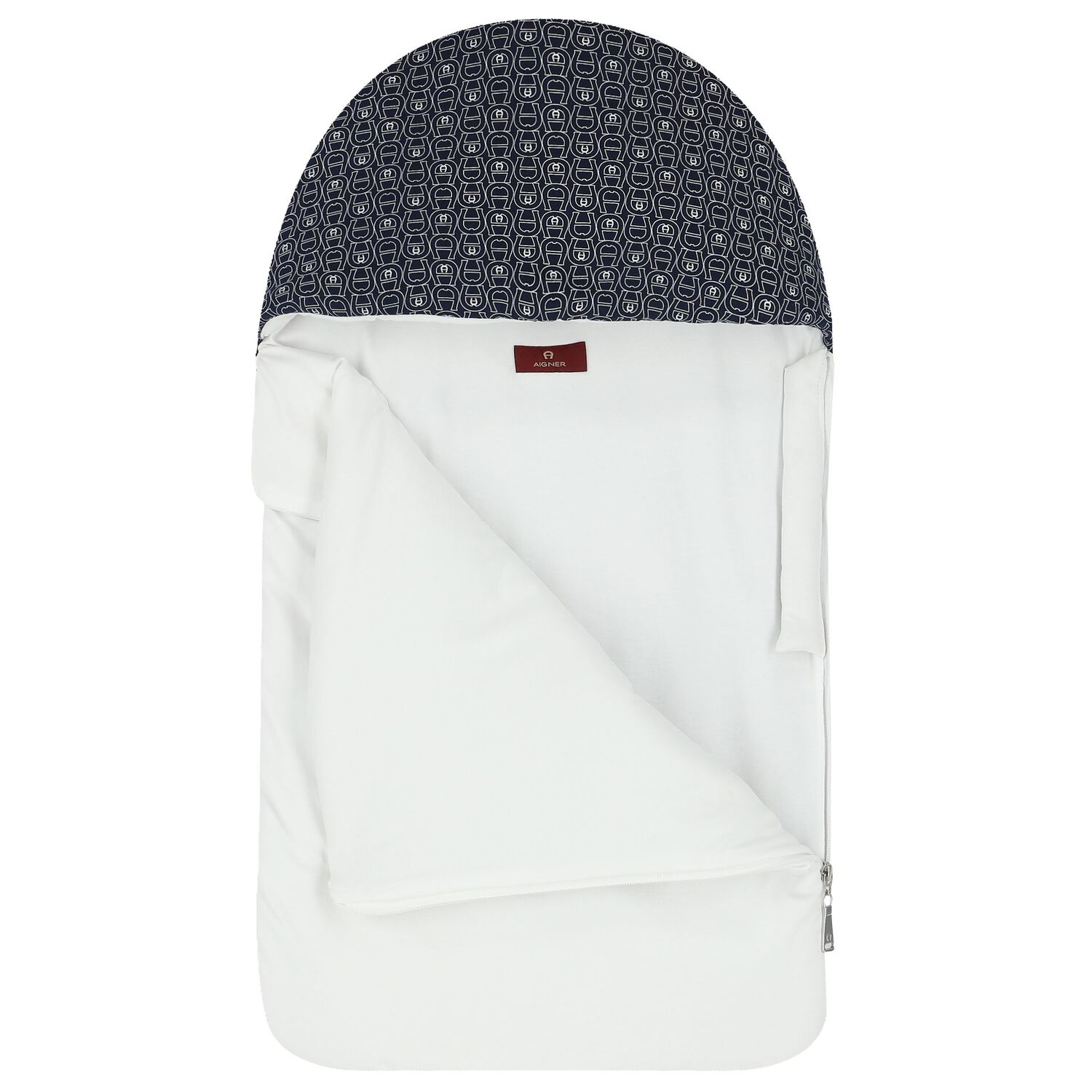 Baby Boys White & Navy Blue Logo Nest, 1, hi-res