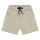 Boys White & Beige Logo Shorts Set, 1, hi-res