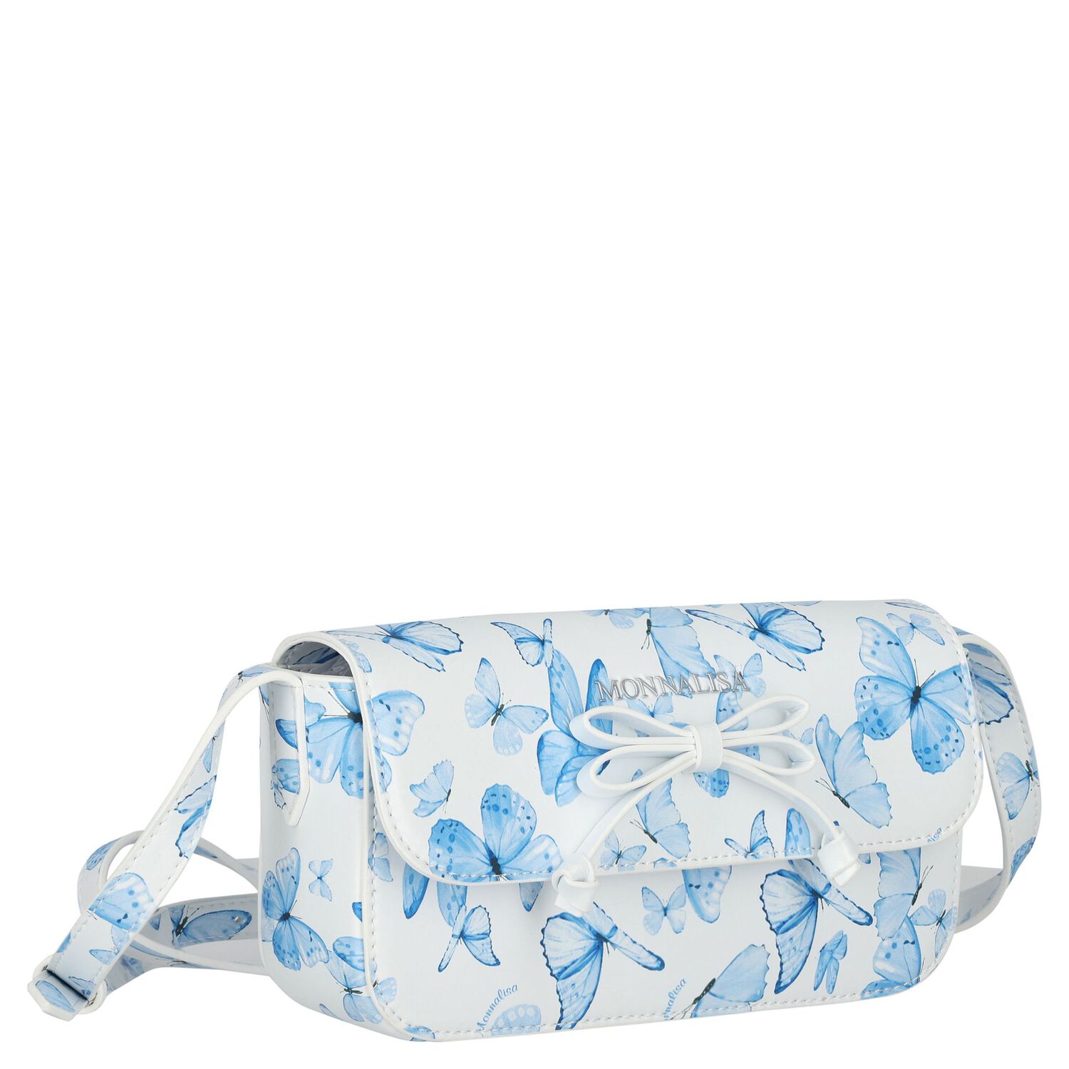 Girls White & Blue Butterfly Bag, 1, hi-res