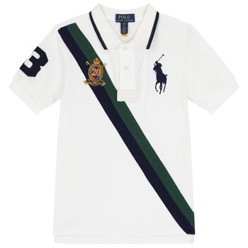 Boys White Pony Logo Polo Shirt