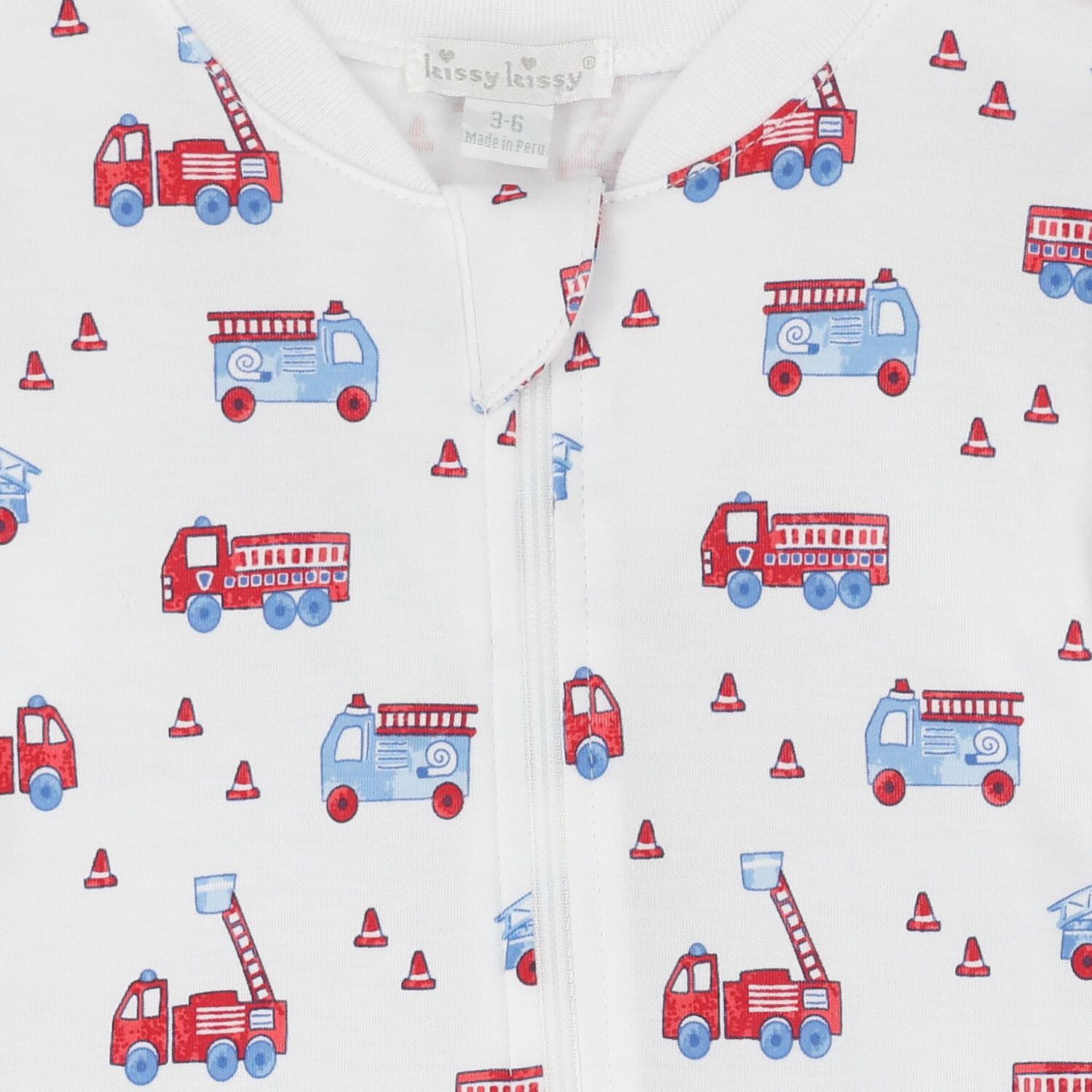 Baby Boys White Flashing Fire Trucks Babygrow, 1, hi-res