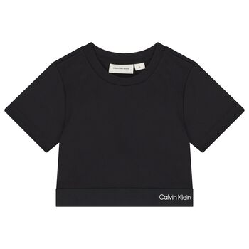 تي شيرت بناتي أسود بشعار