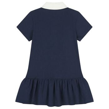 Girls Navy Blue Logo Polo Dress