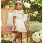 Girls Ivory & Pink  Chiffon Skirt, 1, hi-res