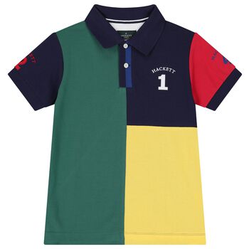Hackett London Boys Multi-Coloured Logo Polo Shirt, 1 Boys Multi-Coloured Logo Polo Shirt