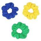 Girls Green, Yellow & Blue Crinkle Scrunchies ( 3 Pack ) , 1, hi-res