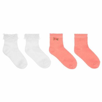 Girls White & Pink Socks ( 2-Pack )