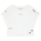 تيشيرت بنات بالشعار باللون الأبيض, 1, hi-res