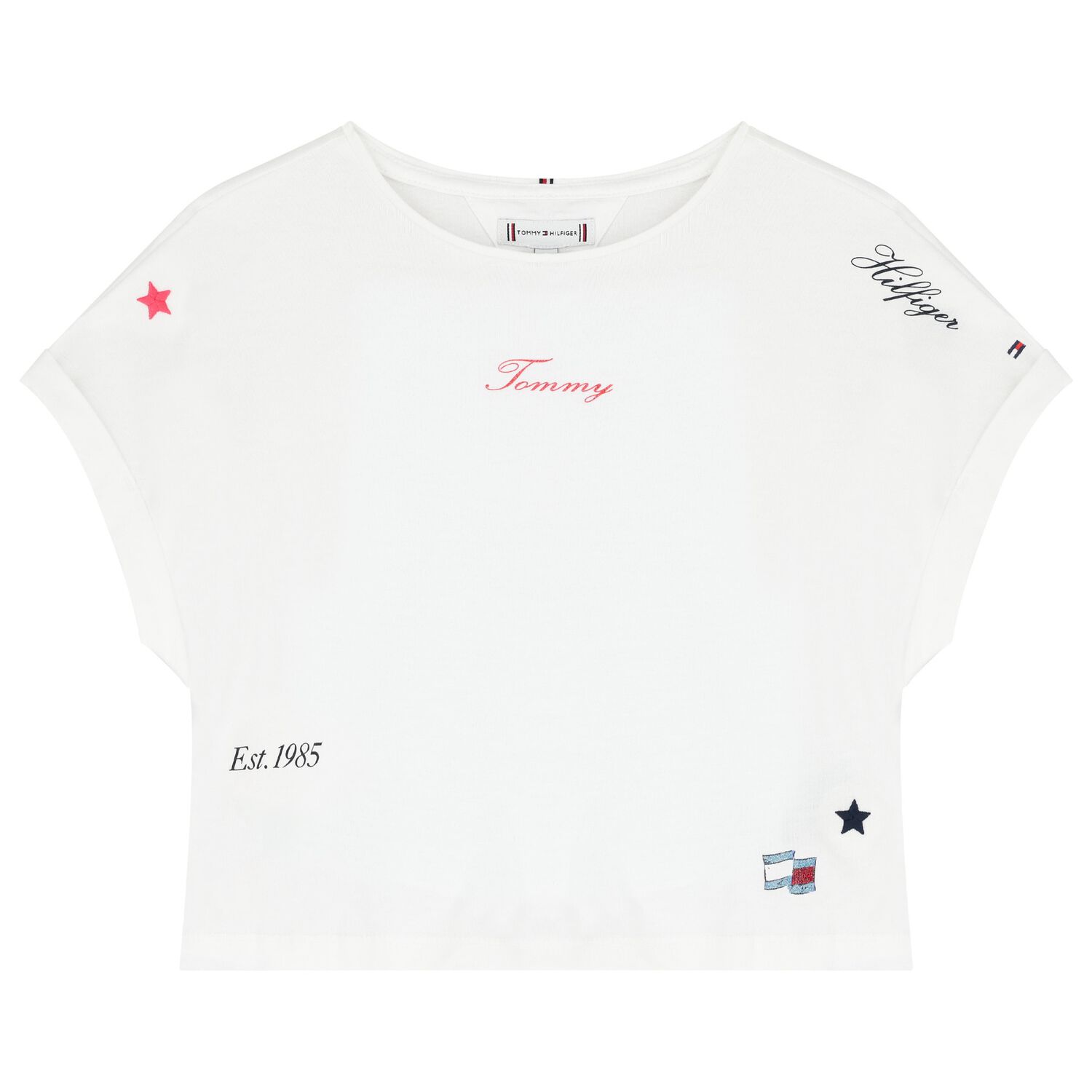 تيشيرت بنات بالشعار باللون الأبيض, 1, hi-res