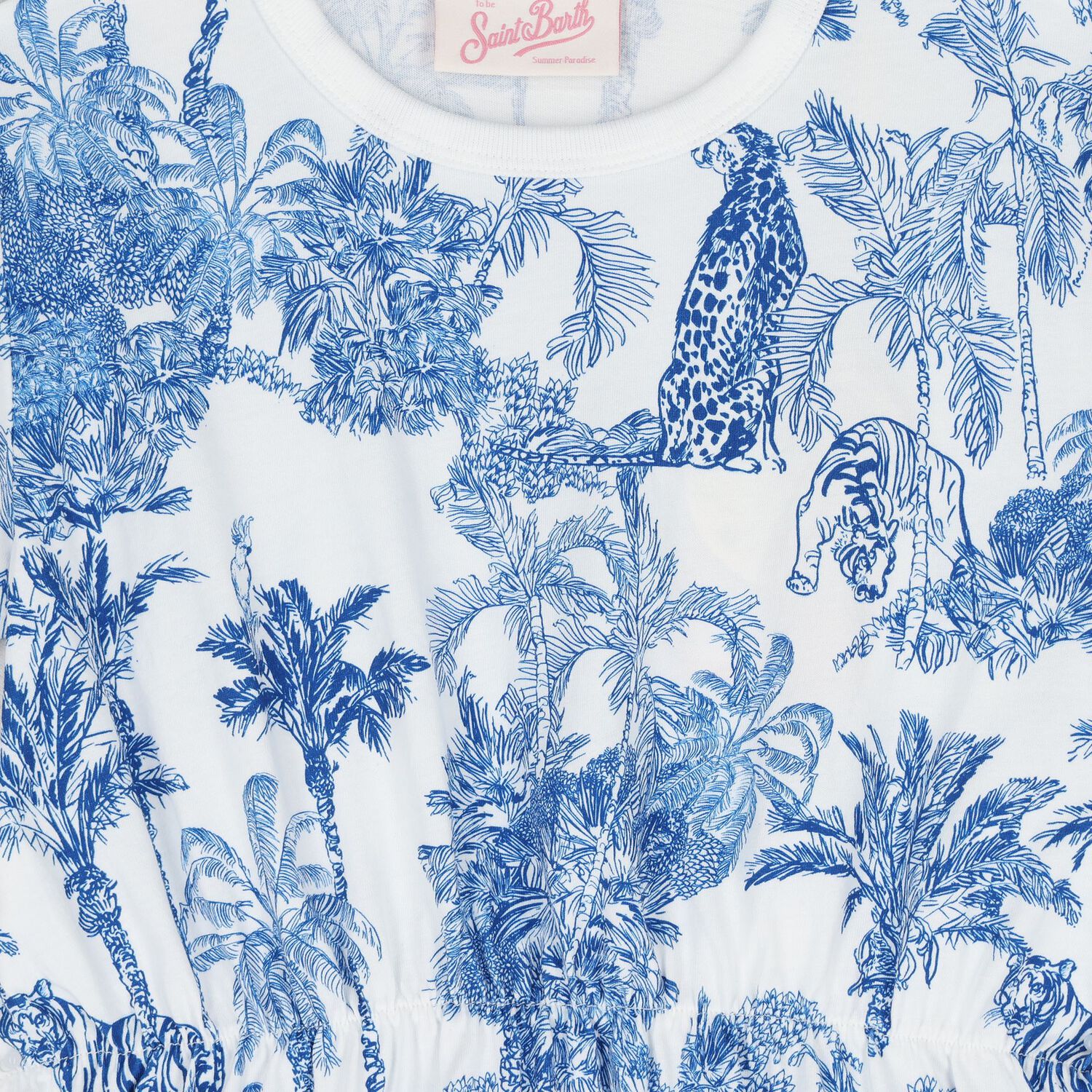 Girls White & Blue Jungle Dress, 1, hi-res