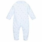 Blue Printed Velour Babygrow, 1, hi-res