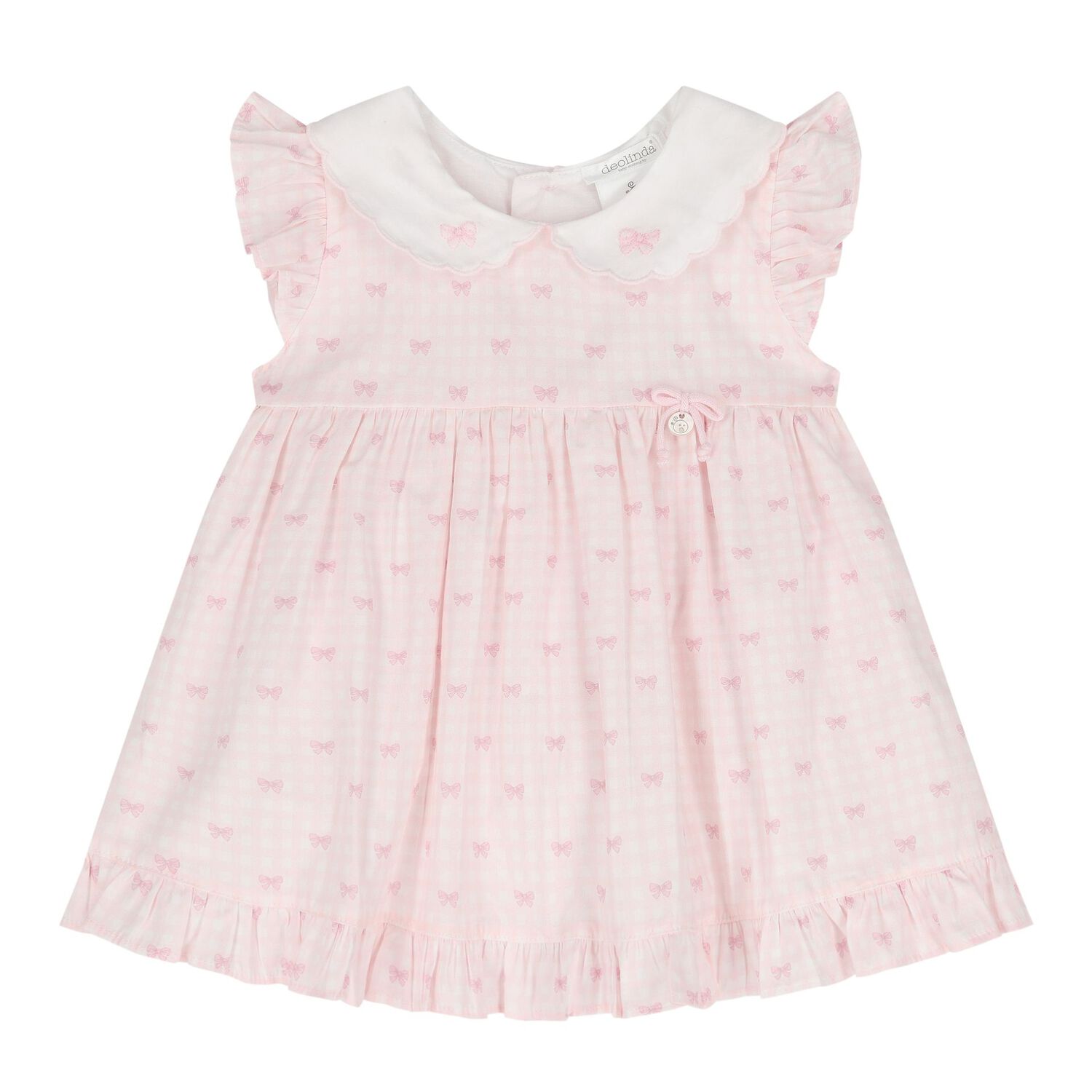Baby Girls Pink & White Bow Dress Set, 1, hi-res