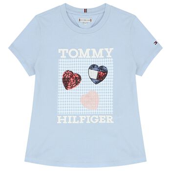 Girls Blue Logo Hearts T-Shirt