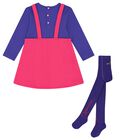 طقم فستان بنات بطبعة القلب باللون البنفسجي والوردي, 1, hi-res