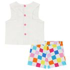 Girls White Logo Top & Shorts Set, 1, hi-res