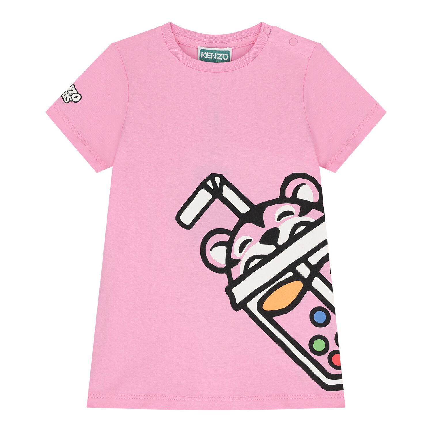 Younger Girls Pink Bubble Tiger Logo Dress, 1, hi-res