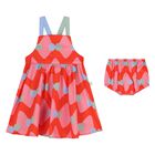 Younger Girls Red Diamond & Dot Dress Set, 1, hi-res