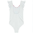 Girls White Floral Swimsuit, 1, hi-res