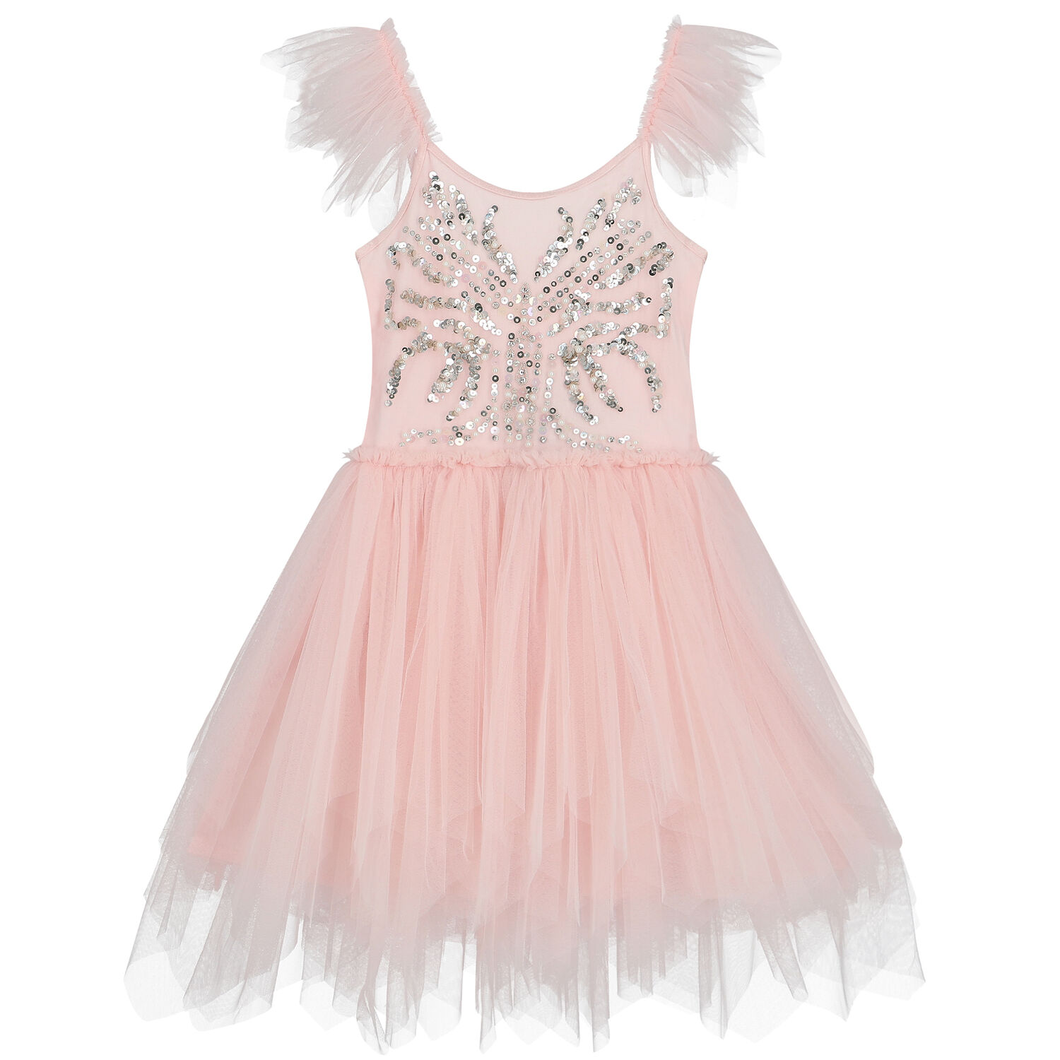 Girls Pink Sequin Tulle Dress, 1, hi-res