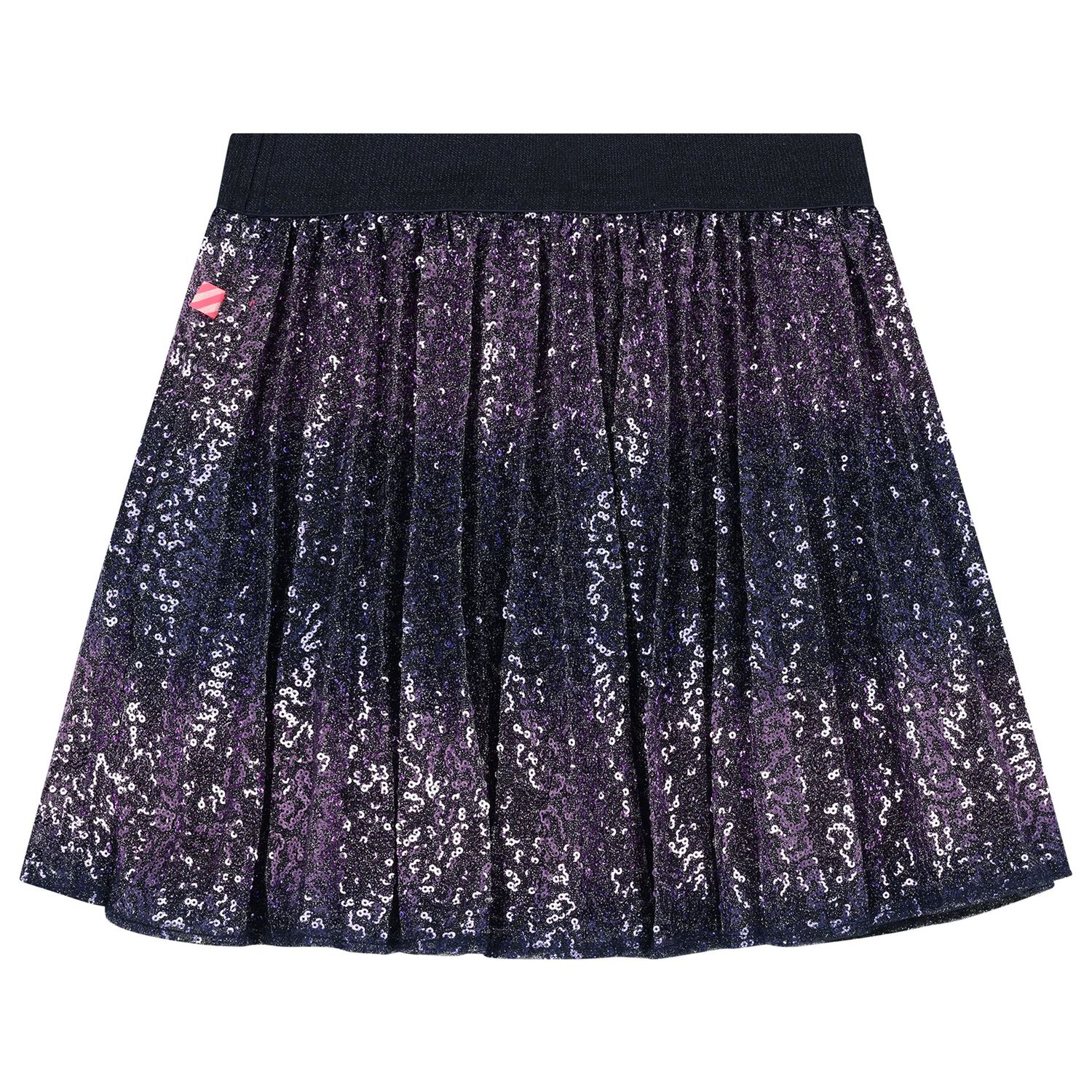 Girls Navy Blue Embellished Pleated Skirt, 1, hi-res