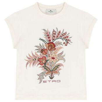 Girls Ivory Floral Logo T-Shirt