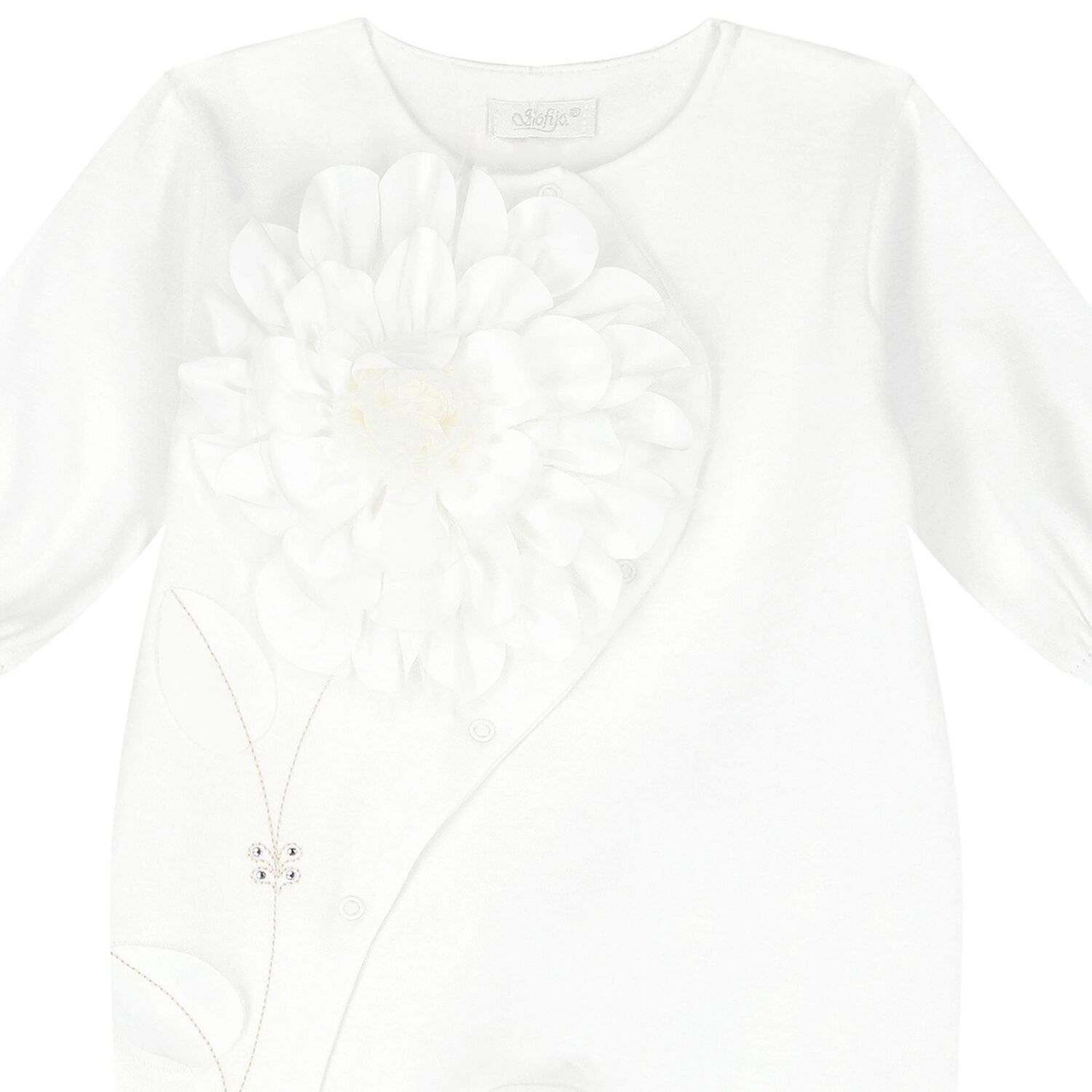 Baby Girls Ivory Flower Babygrow, 2, hi-res
