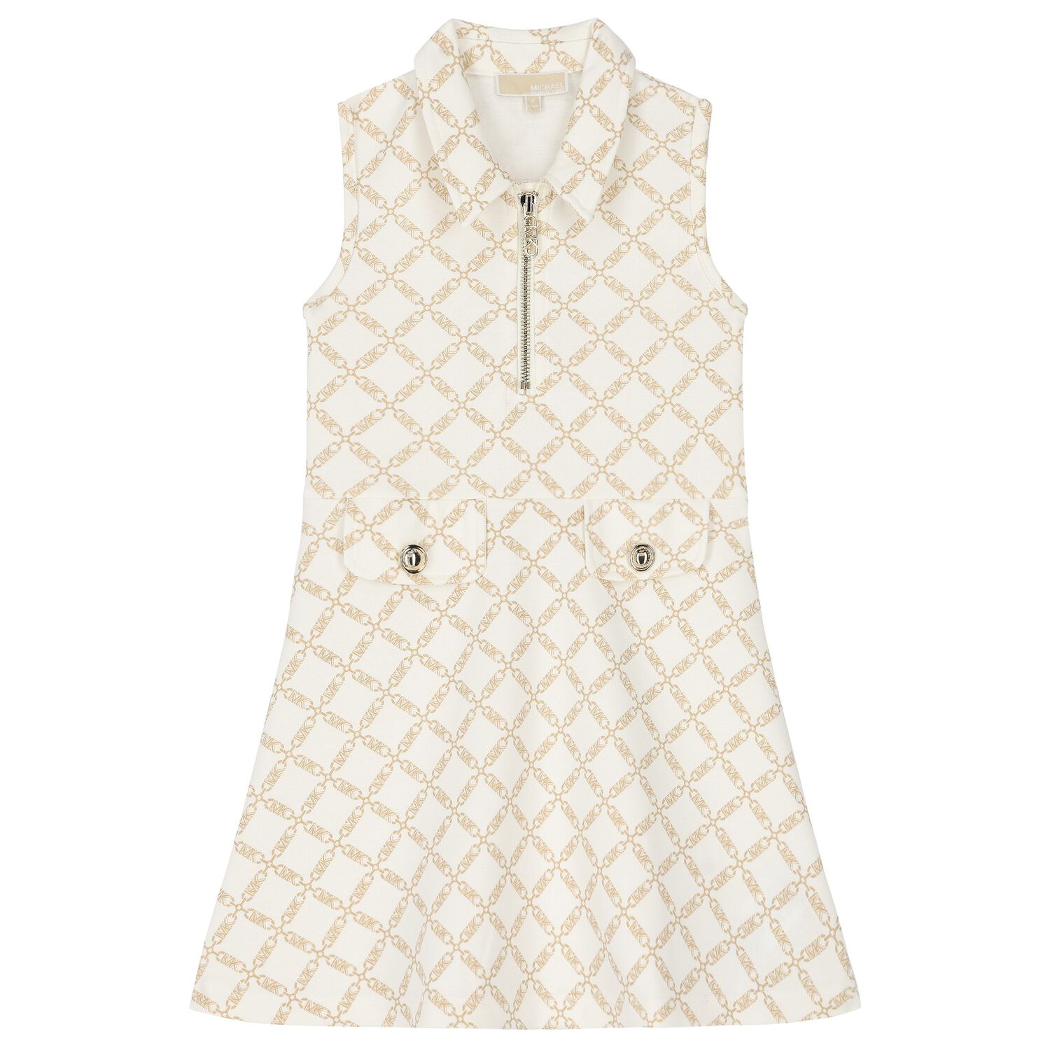 فستان بنات بولو بالشعار باللون العاجي  , 1, hi-res image number null