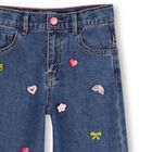 Girls Blue Wide Leg Charm Jeans, 1, hi-res