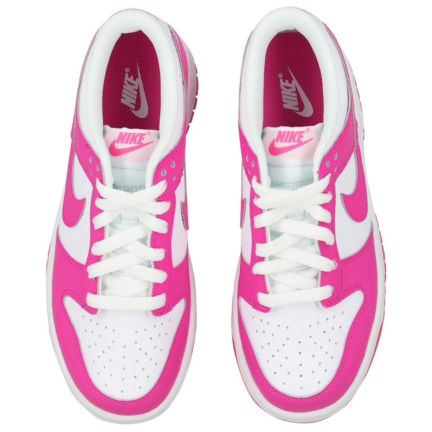 Girls White & Pink Dunk Low Trainers, 1, hi-res