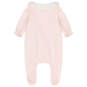 Baby Girls Pink Embroidered Babygrow