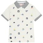 Boys Ivory Striped Polo Shirt, 1, hi-res