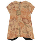 Girls Beige Geo Map Dress, 1, hi-res