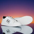 White Logo Leather Trainers, 1, hi-res