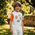 Boys Ivory Pixel T-Shirt , 1, hi-res